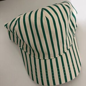 Striped Green and White Kids Cap
